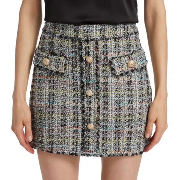 Generation Love Dresses & Skirts - Generation Love Women's Sandra Tweed Mini Skirt In Black Rainbow Size 8